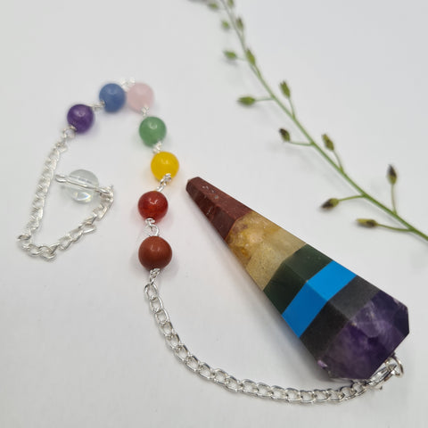 Chakra Pendulum with Powerball Crystals and Glass Bead