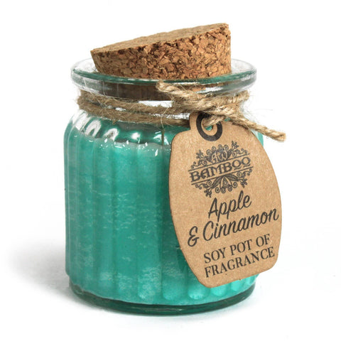 Soy pot fragrance jar candle with cork lid in Apple & Cinnamon scent