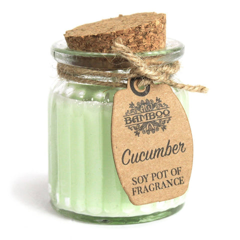 Soy pot fragrance jar candle with cork lid in Cucumber scent