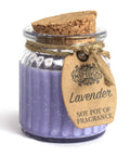 Soy pot fragrance jar candle with cork lid in lavender scent