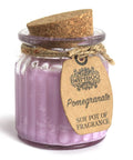 Soy pot fragrance jar candle with cork lid in pomegranate scent