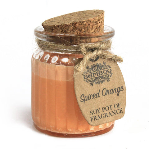 Soy pot fragrance jar candle with cork lid in Spiced Orange scent