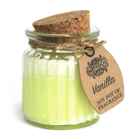 Soy pot fragrance jar candle with cork lid in vanilla scent