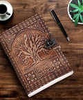 tree embossed leather journal diary with natural paper pages for writing and reflection