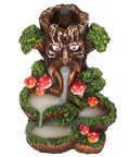 Top angle of Tree Man incense holder showing smoke flow and cone placement.