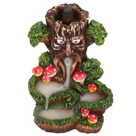 Top angle of Tree Man incense holder showing smoke flow and cone placement.