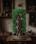 Tree of Life Backflow Burner incense holder made from cold cast resin, featuring a detailed tree design with green leaves. Symbol of growth and connection, used for meditation, relaxation, and creating a calming atmosphere with incense cones.