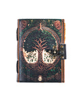 Tree of life leather journal vintage style cover with detailed artwork