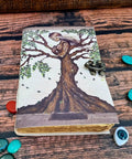 tree of life leather journal vintage notebook with mother earth design on cover