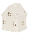 White Christmas gingerbread house tealight holder front view on white background