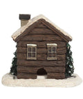 Back view of Winter Log Cabin Incense Burner showing chimney opening.