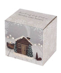 Winter Log Cabin Incense Cone Burner in its decorative snowflake box.